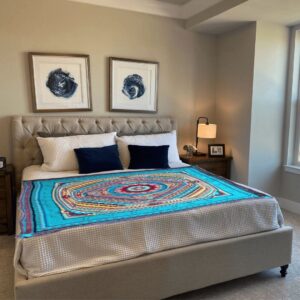 🛏️ Couverture Mandala au Crochet · Artisanat d’Art Coloré