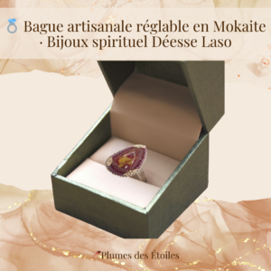 💍 Bague artisanale réglable en Mokaite – Bijou spirituel Déesse Laso